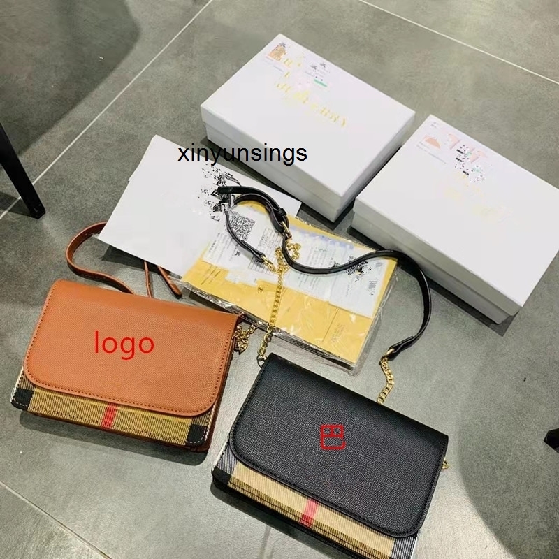 

designer bags burbrery Bajia 2022 new single shoulder chain classic checkered womens Bag Messenger small square belt box yzl, Black