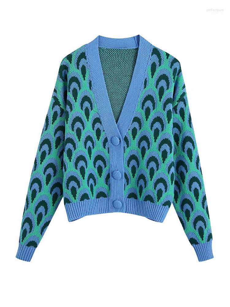 

Women' Knits & Tees Nlzgmsj ZBZA 2022 Women Elegant Leopard Loose Cardigan Vintage Jumper Spring Oversized Knitted 202202 Perf22, As picture