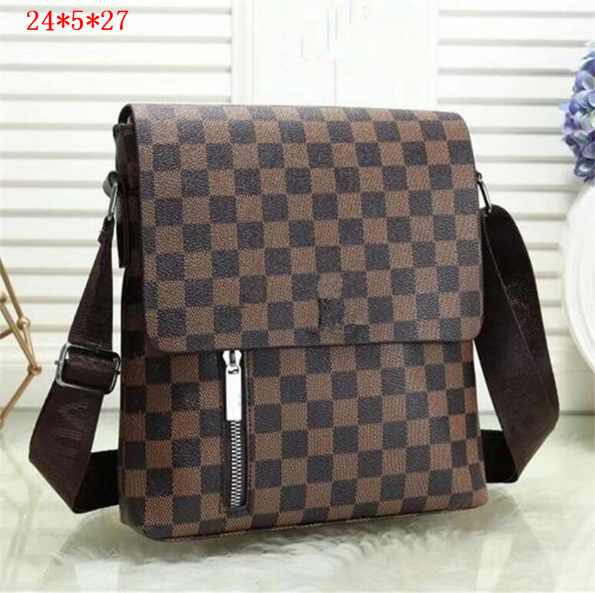 

Vintage Plaid Men's Handbag PU Leather Briefcase Messenger Bags for Men Document Business Shoulder Male Laptop Crossbody Bag Party