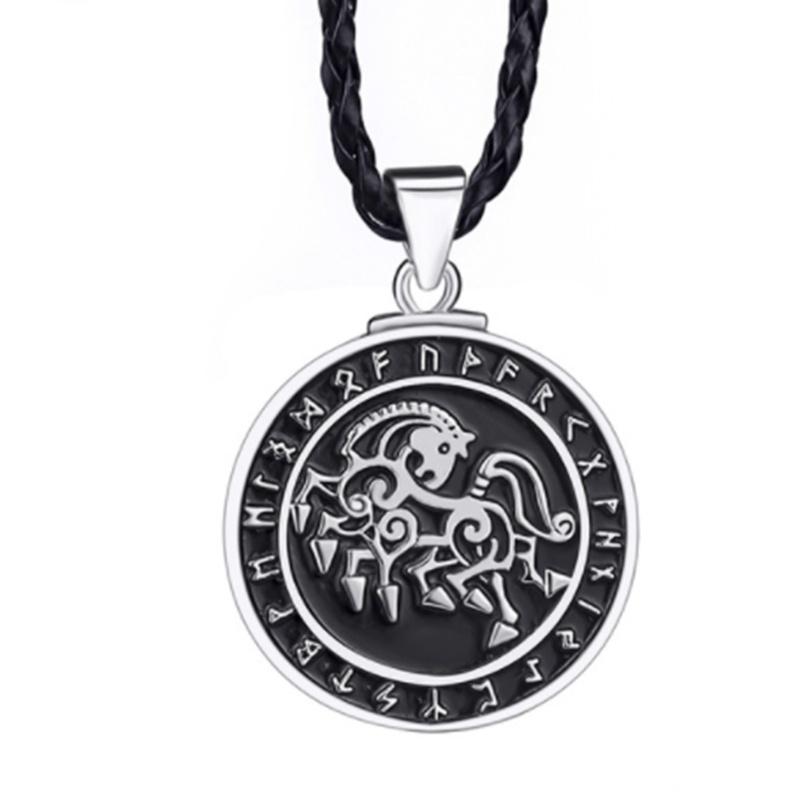 

Pendant Necklaces 2022 Viking Horse Rune Warrior ODIN Sleipnir Runic Norse Amulet Mens Necklace Jewelry