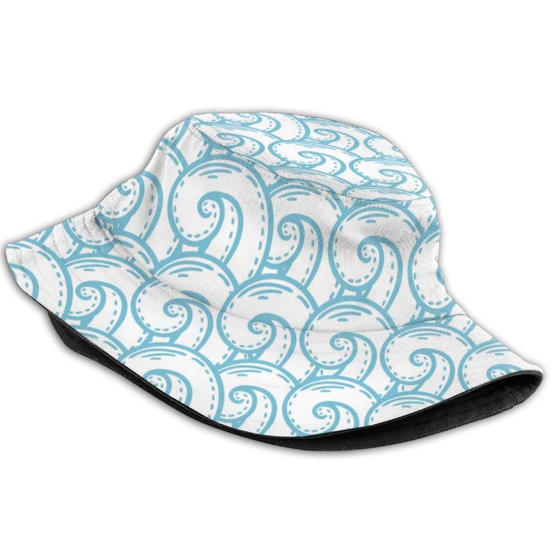 

Berets CINESSD Bucket Hat Unisex Bob Caps Hip Hop Gorros Abstract Sea Theme Summer Panama Cap Beach Sun Fishing, Black