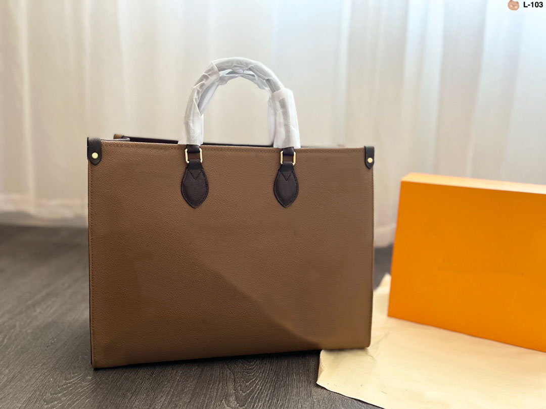 

5A Quality Fashion designer bags ON THE GO Tote handbag original leather Women MM GM Bags flower print Ladies Luxurys handbags Leisure shopping multi-function travel