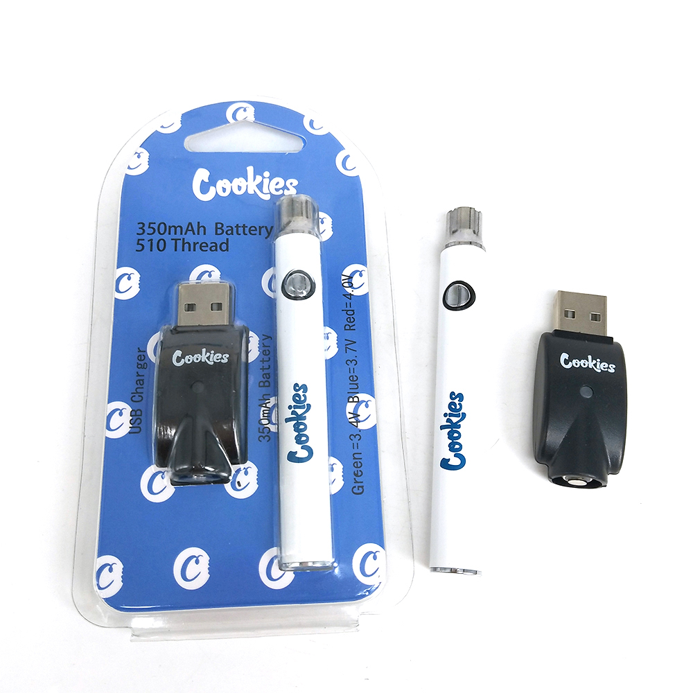 

Cookies VV Slim Vape Pen Battery 350mAh Adjustable Voltage Vaporizer Pens Preheating Batteries Fit 510 Thread Thick Oil Cartridges