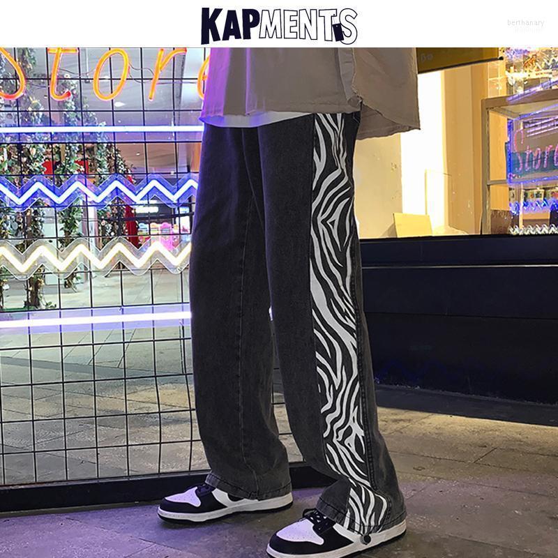 

Men's Jeans KAPMENTS Men Leopard Patchwork Harajuku Pants 2022 Mens Baggy Wide Leg Vintage Denim Trousers Male Joggers Bert22, Black