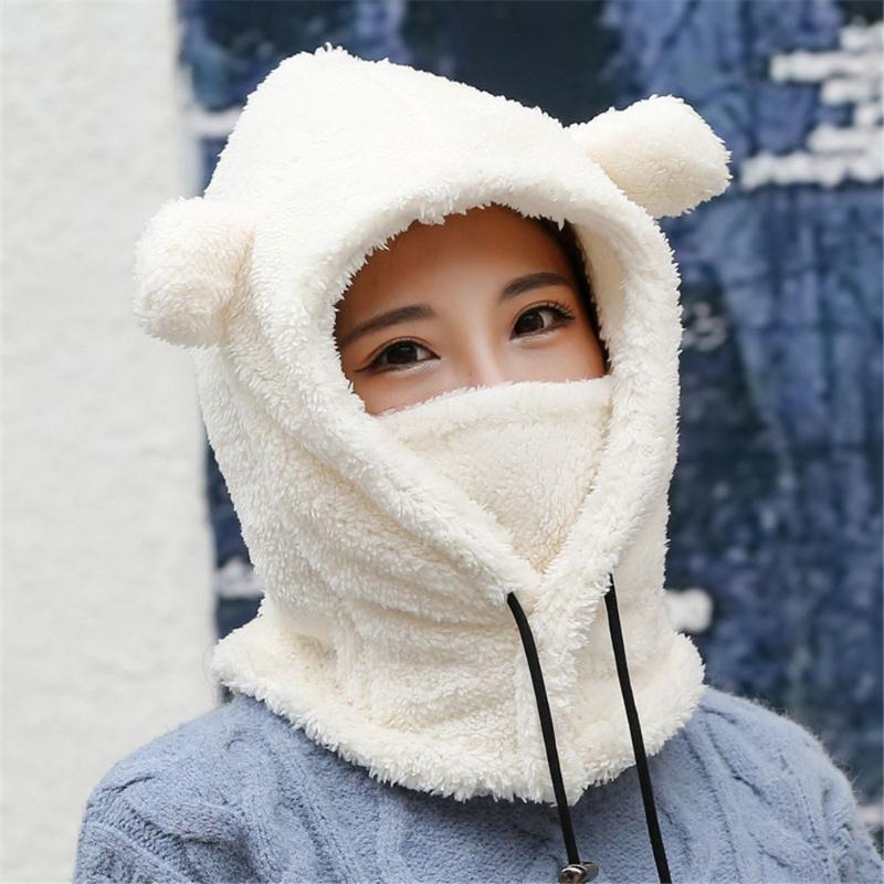 

Berets Fashion Winter Women Hat Cute Bear Ear Design Warm Beanies Caps Girls Plush Windproof With Ears EarflapBerets, Spring autumn hat