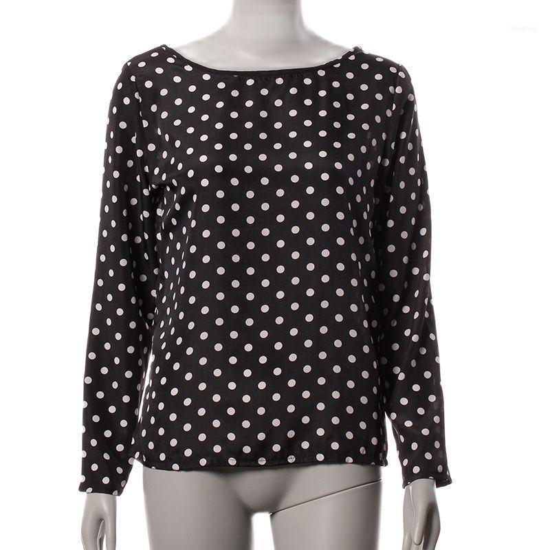 

Women' Blouses & Shirts Round Collar Camisa Dot Chiffon Wave Point Long-Sleeved Shirt Clothes Women Fashion 2022 Female Blouse White Black