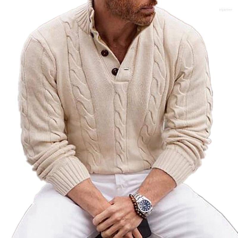 

Men's Sweaters Autumn Winter Casual Men's Sweater Long Sleeve Slim Knitted Pullovers Fashion Stand Collar Pullover Men ClothingMen's Olg, Nmy85apricot