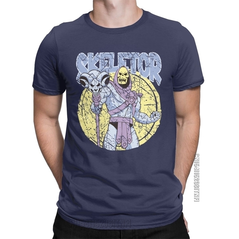 

Men's T-Shirts He-Man Skeletor Vintage 100% Cotton Tees Classic T Shirt Crewneck Tops 220425, Black