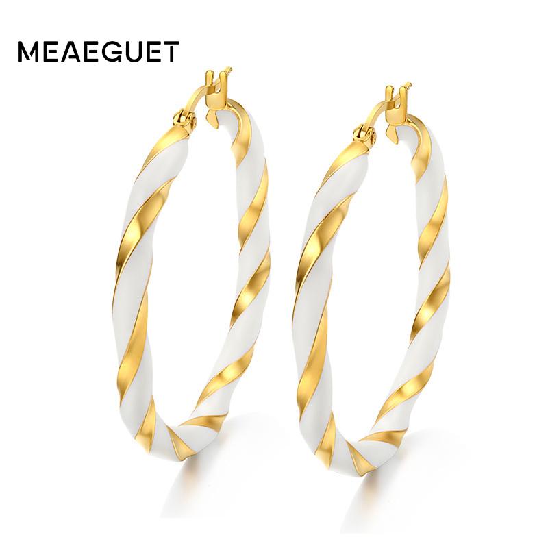 

Hoop & Huggie Meaeguet Cute Twist Distort Rounded Big Earrings For Women Gold-Color Fashion Jewelry Statement EarringsHoop