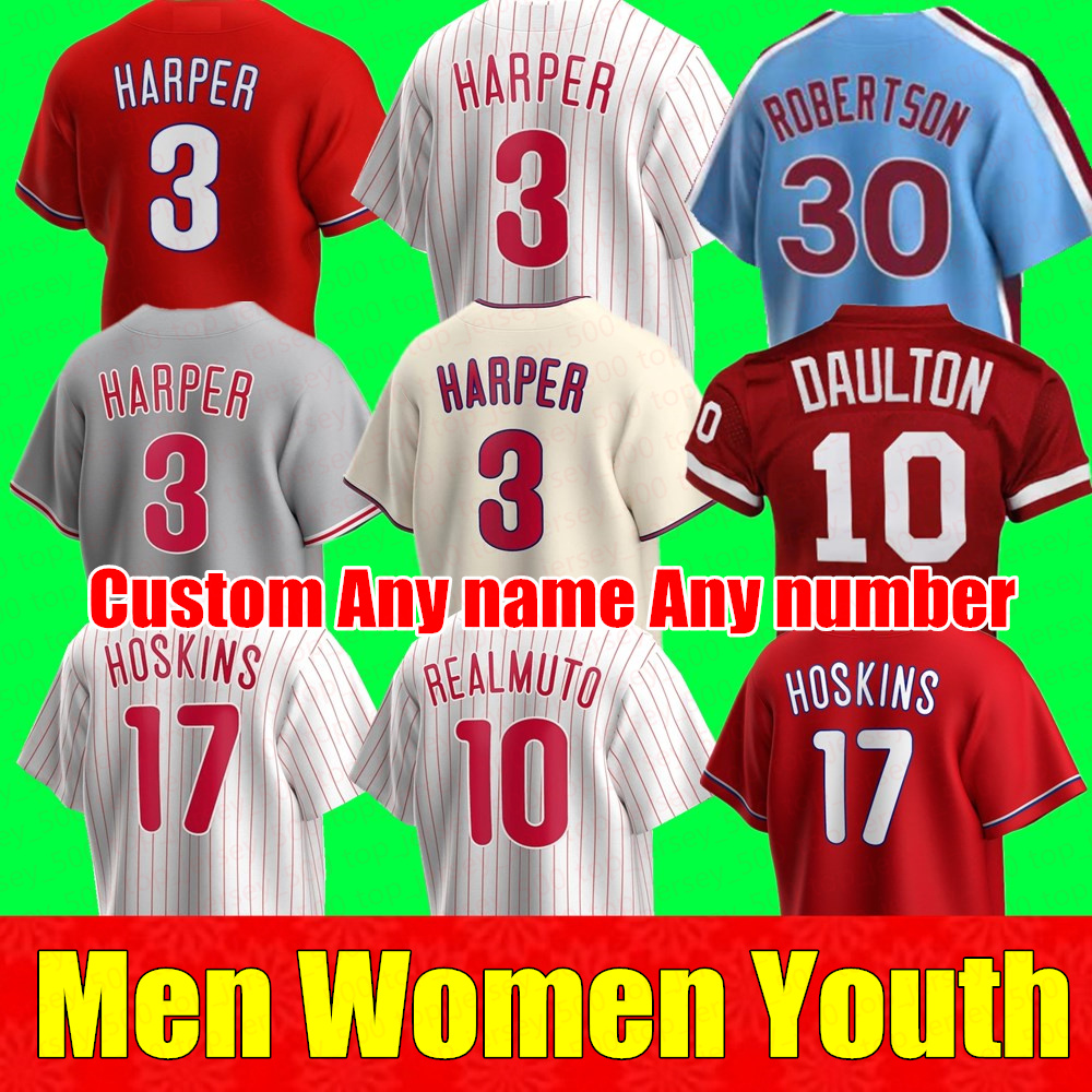 

New Men Women Bryce youth 2021 2022 Baseball Jerseys Darren Daulton Philadelphia Harper Maikel Franco Rhys Hoskins Aaron Phillies Nola Mitch Schmidt Stitch jersey