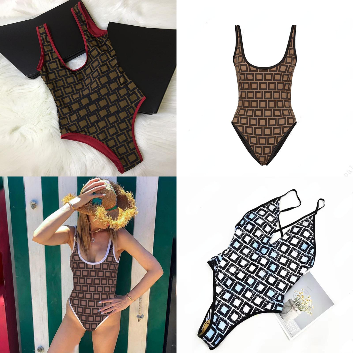 Mix 4 Styles Summer Women One Piece Swimsuit High Waist Bikini Bathing Suit Swim Beach Swimwear-image-760562239