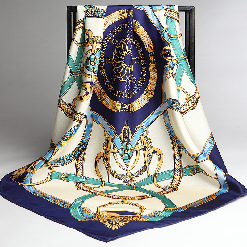 

100% Natural Silk Scarf for Women Print Neckerchief Square Silk Echarpe Femme Headscarf Pure Silk Hairscarf Bandana 90x90cm