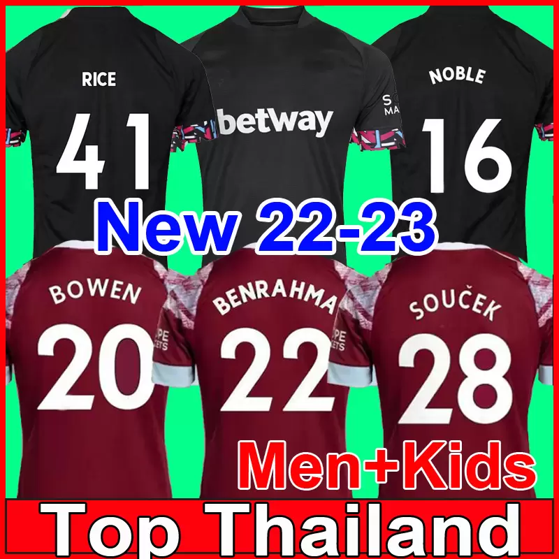 

2022 2023 West Hams BOWEN RICE Soccer Jerseys BENRAHMA LANZINI ANTONIO YARMOLENKO NOBLE FORNALS DAWSON Vlasic SOUCEK Men Football Shirt Unifroms 222, Black