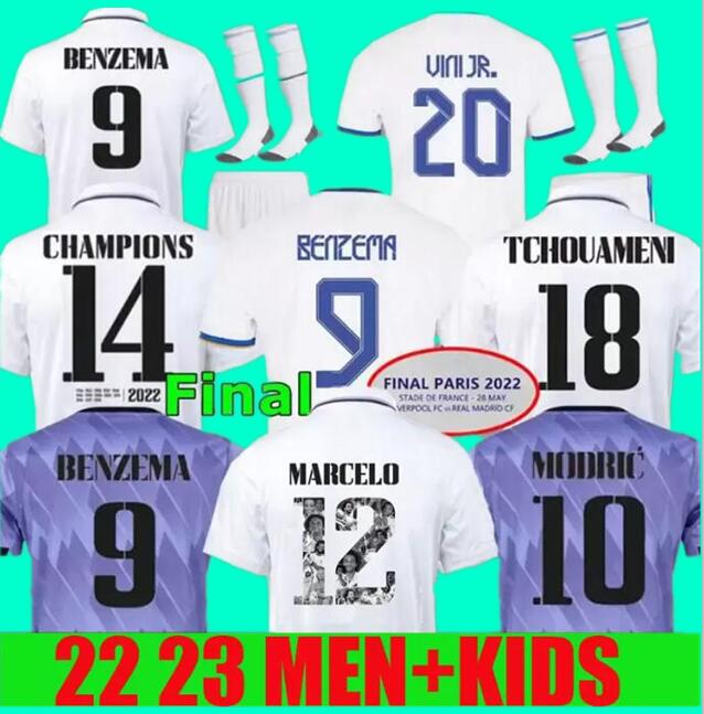 

2023 BENZEMA VINI JR Finals soccer jerseys Tchouameni 22 23 champions ASENSIO ALABA football shirt real madrids Marcelo limited camiseta men kids kit 2022 uniform, 22/23 away