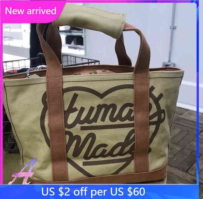 

Human Made Animal Print Tote Bag Large Capacity Canvas Bag Unisex Backpack Human Made Colorblock Embroidered Heart Tote Bag T220803, Duck