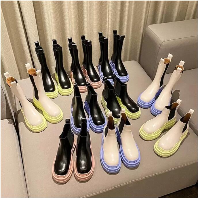 

Big size Boots Women Platform Fashion Young Lady Mid-Calf Boot Chunky Woman Winter Shoes Thick Heel Designer