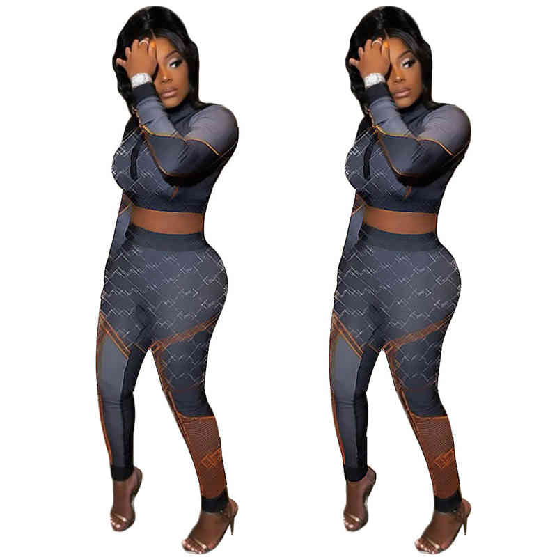 

J2688 Women's Designer Clothing Regular Luxury Casual Fashion Commuter Printed Polyester Two-piece Suit, Clothing sets