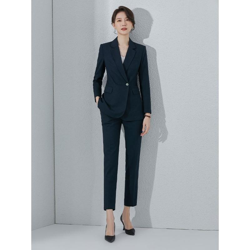 

Women' Two Piece Pants Spring Autumn 2022 Women Office Lady V-neck Blazer And High Waist Female Fashion Solid Work Wear Pieces Sets Q53Wome, Black