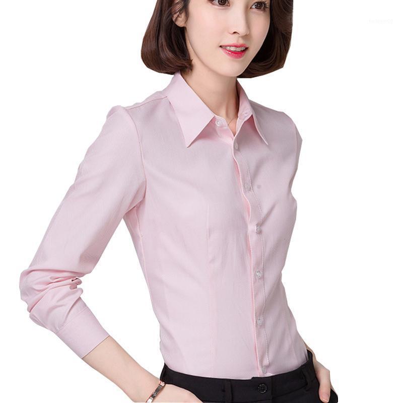 

Large -5XL Striped Shirt Cotton Women Blouse Business 2022 Casual Women' Brand Long Sleeved Slim Excellent Quality Blouses & Shirts, Pink
