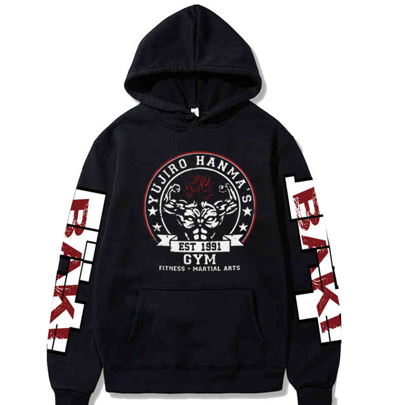 

Anime Baki Hanma Yujiro Hoodie Sweatshirt Men Korean Kpop Street Style, Black