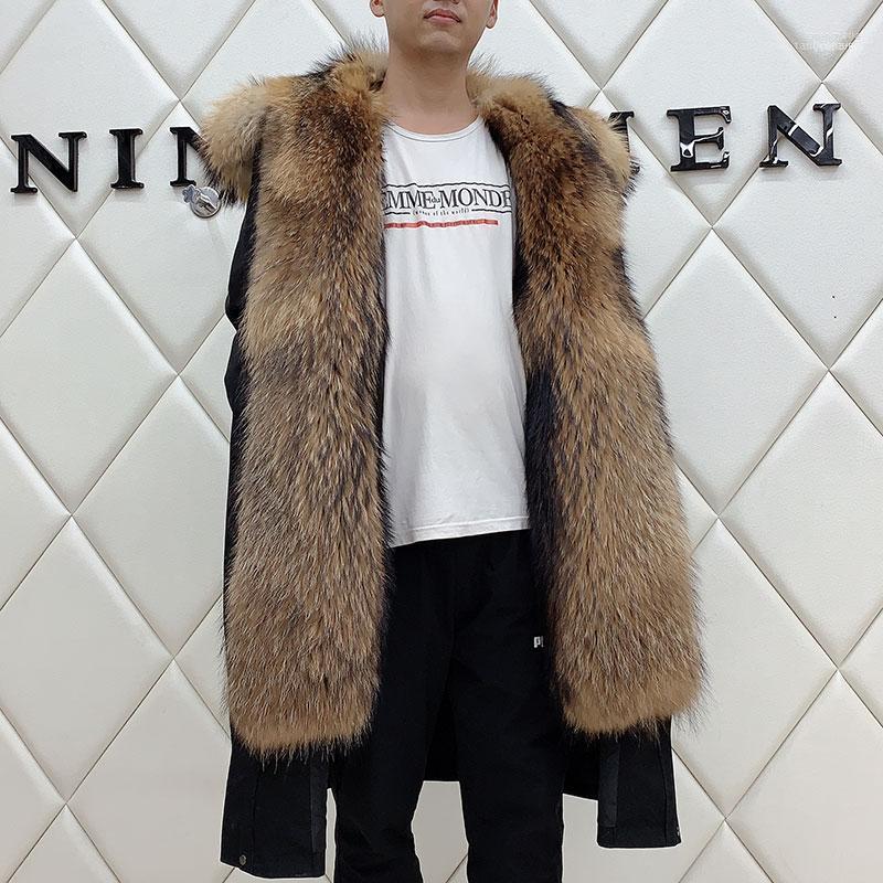 

Men's Down & Parkas 2022 Mens Winter Jacket Real Racoon Fur Collar Muskrat Lined Coat Long Hooded Warm Outwear1 Kare22