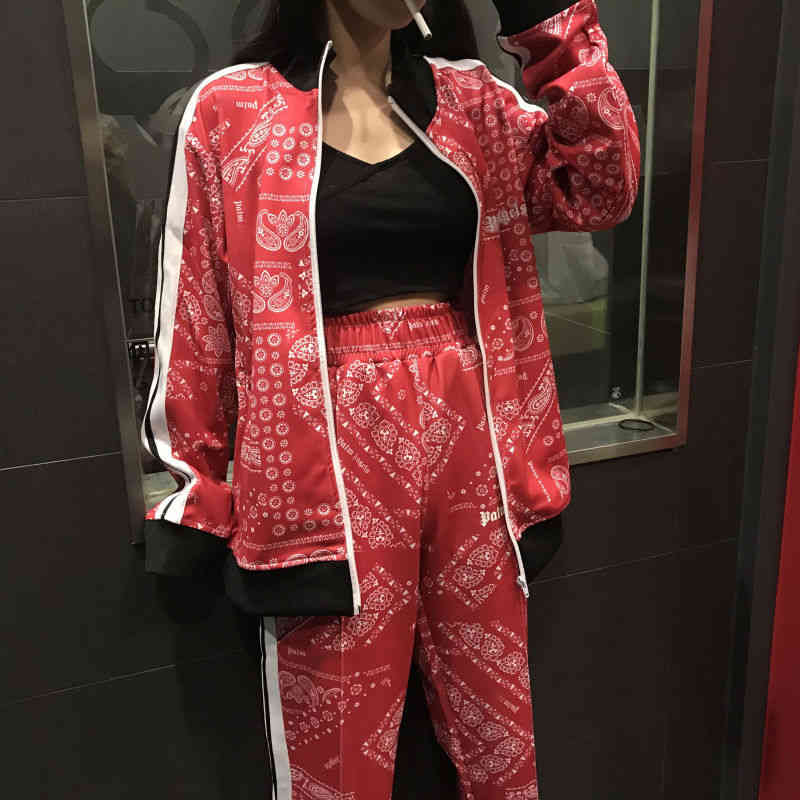 

Designer Palms Coats Boy Girl Tracksuit Vintage Cashew Blossom Leisure Sports Europe America Mens Womens Angels Football Jackets Pants, Pa correct waistband pants black