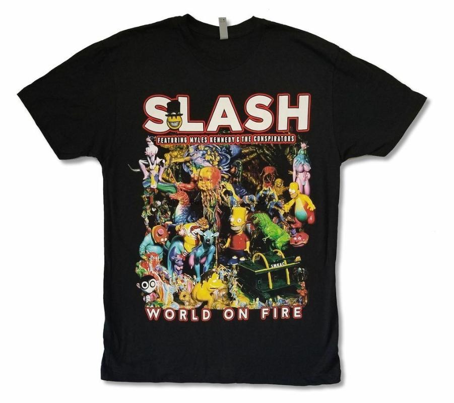 

Men' T-Shirts Slash World On Fire Tour 2022 Black T Shirt Official GNR Guitar, Men-darkpurple