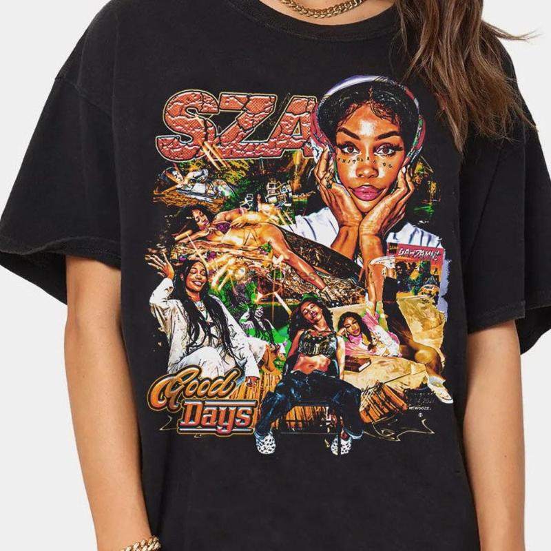 

Men' T-Shirts Shirt SZA Printed Graphic Tee Ctrl Fan Good Days T-shirt RAP Hip-hop Vintage ShirtMen, Men-darkpurple