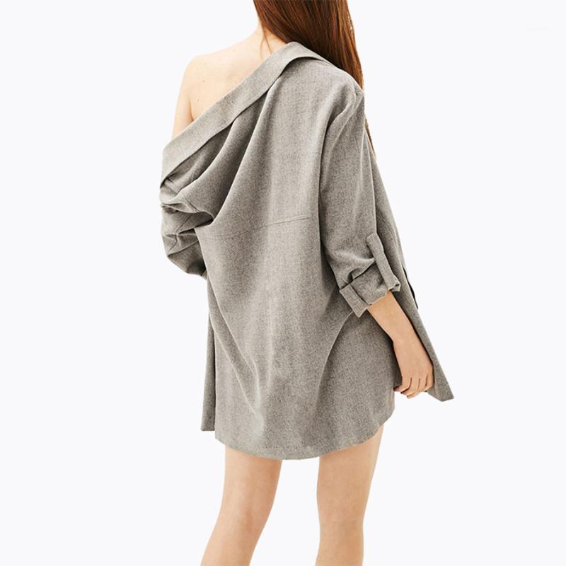 

Women' Suits & Blazers Long Sleeve Blazer Dress Plus Size Korean Style Women Gray Coat Autumn 2022 Abrigo Mujer Womens Clothing X055
