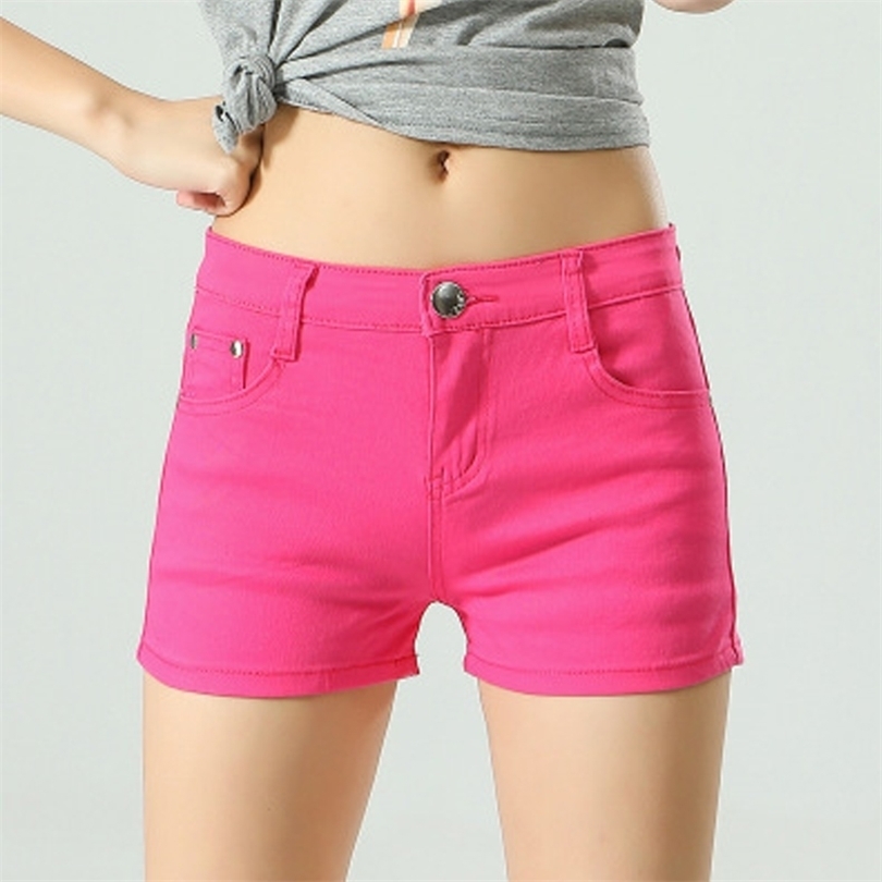 Shorts Womens Shorts Denim Cotton Candy Color Jeans For Woman Mid Waist Black White Trousers Womens Clothing Ropa Mujer 220530