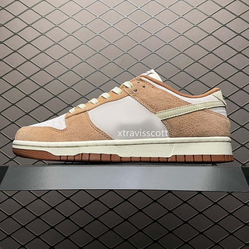 

Mens Shoes DUNKS Low PRM Medium Brown Curry Suede Basketball Shoe Top Quality Sports Sneakers Real Leather Color Wheat/Mocha Beige Fast Ship Size 36-47 Available, Box
