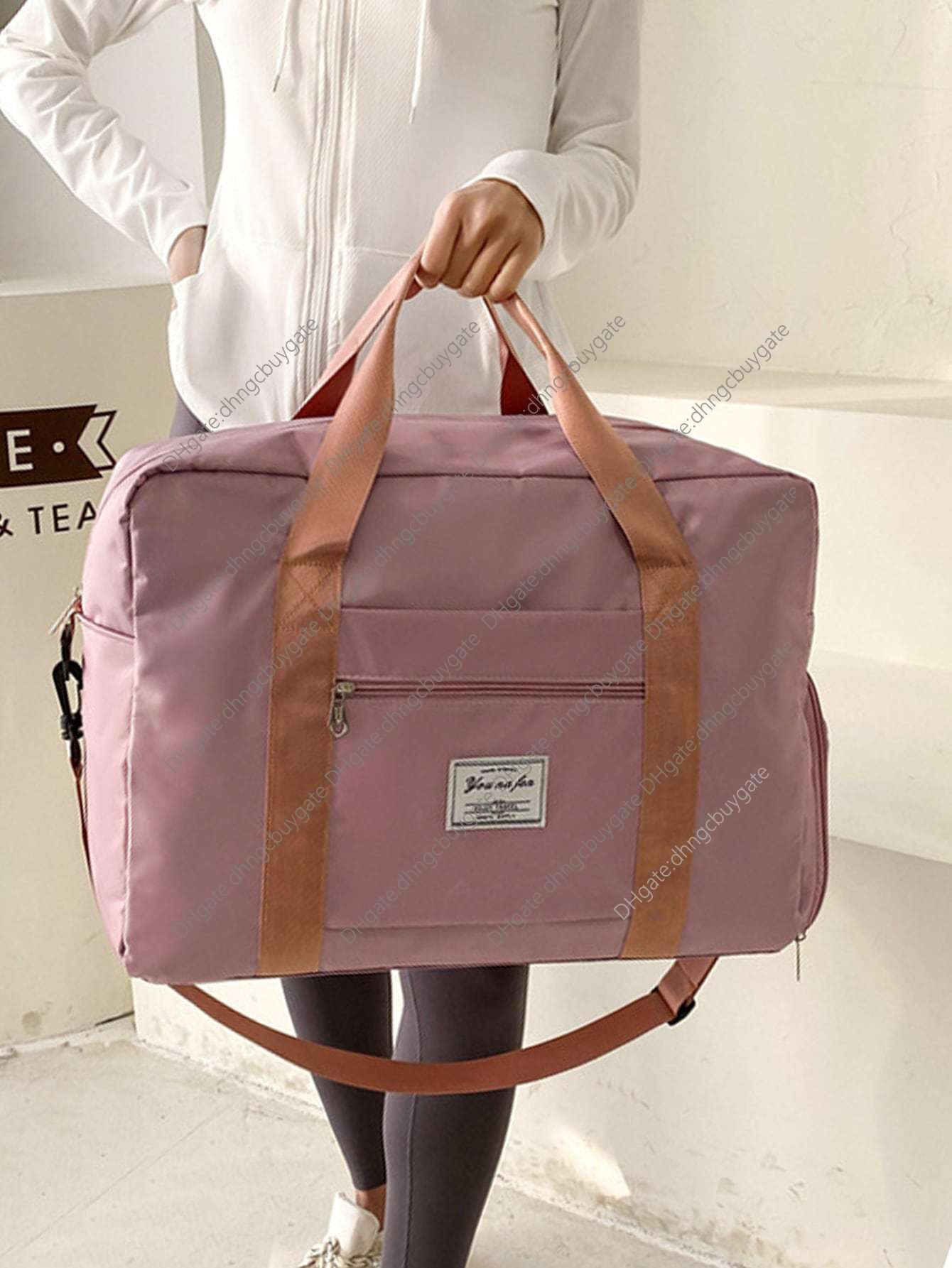 

1pc Designer Bag Minimalist Foldable Travel Handbag Leather Luxury Brand Fashion Wallet crossbody bag Handbag Leather, Pink