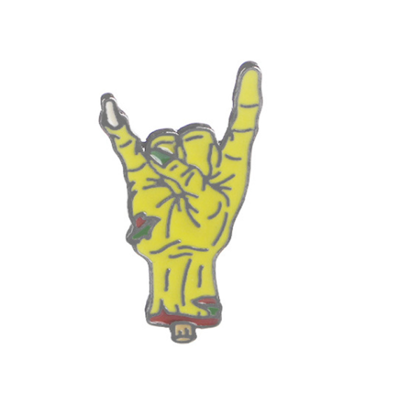 

Cross border hot selling European and American personality punk gesture palm creative cowboy jacket clothing badge Brooch, As picture