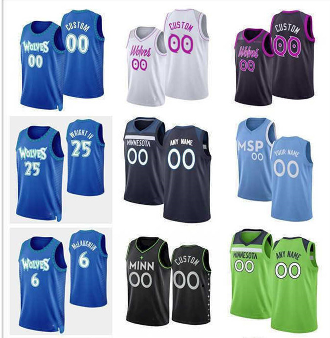 

75th Custom Jersey Minnesota''Timberwolves''Men Youth Karl-Anthony 32 Towns 1 Anthony Edwards 0 D'Angelo Russell 5 Malik Beasley Basketball Jerseys, Color