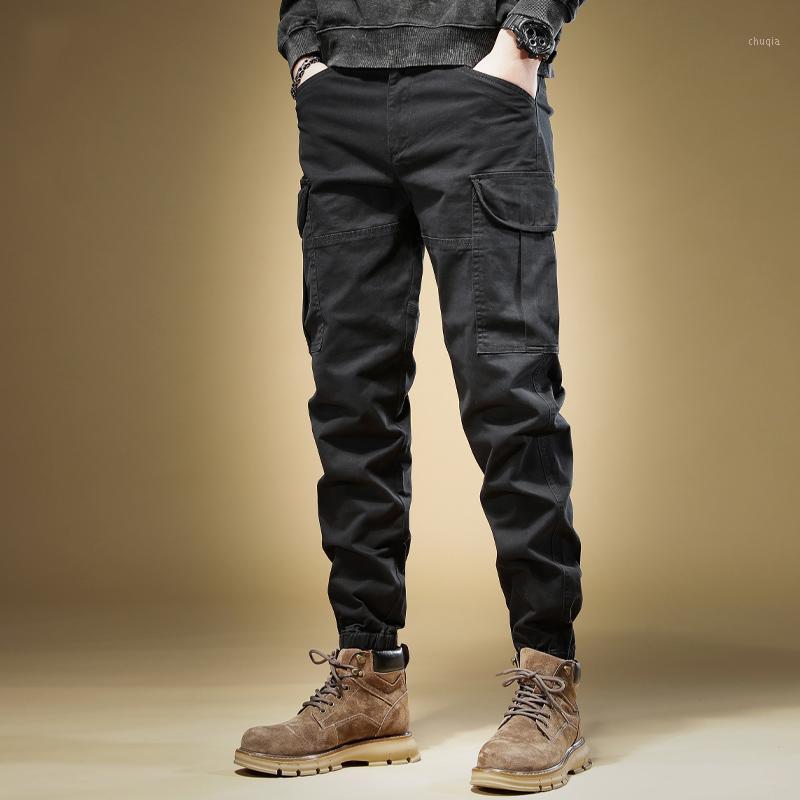 

Men's Jeans Fashion Designer Casual Pants Men Overalls Big Pocket Loose Fit Leisure Cargo Hombre Streetwear Hip Hop Joggers, Black