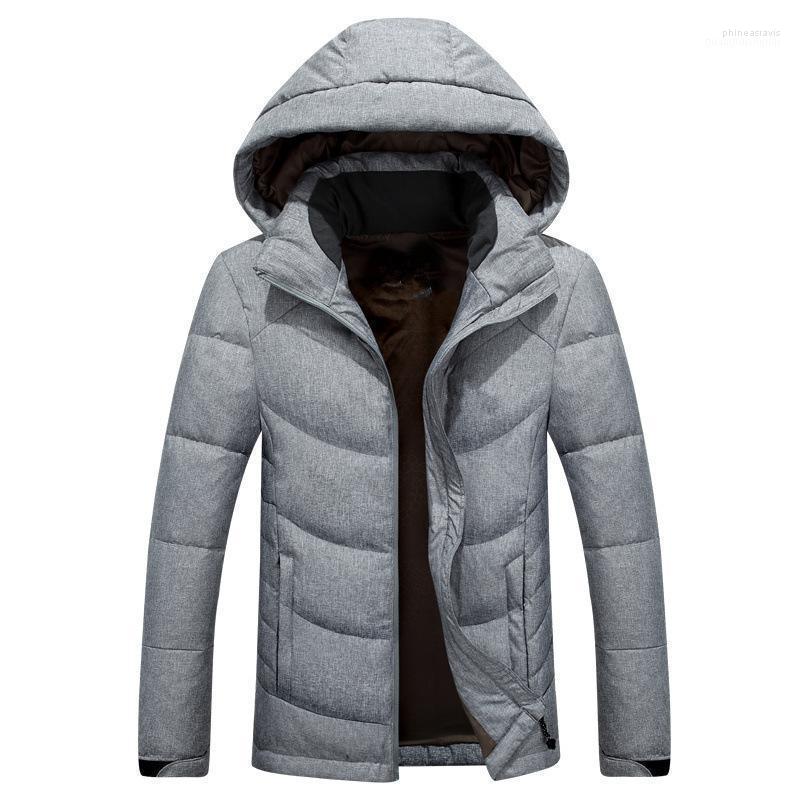 

Men's Down & Parkas Winter Warm Men Jacket Coat Casual Autumn Stand Collar Puffer Thick White Duck Parka Male With Hood 01 Phin22, Gray