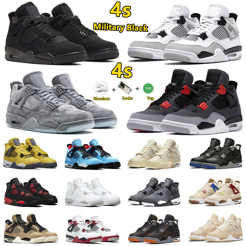 

4 4s mens Basketball Shoes Red Thunder Infrared MilitaryBlack Cat Union University Blue Neon White Oreo Pure Money Lightning womens trainers Neon sport sneakers, 43