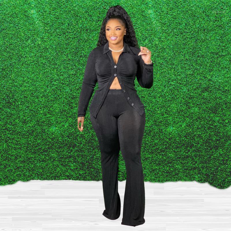 

Women's Two Piece Pants EWSFV 2022 Autumn And Winter Style Of Commuting Pure Color Plush Casual Long Sleeved Top Women Set, Black