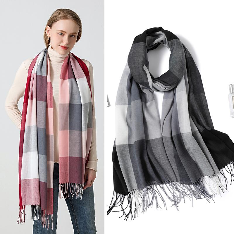 

Scarves Luxury Women Plaid Scarf Cashmere Tassel Female Shawls Foulard Fashion Lady Hijab Head Wraps Pashmina BufandaScarves