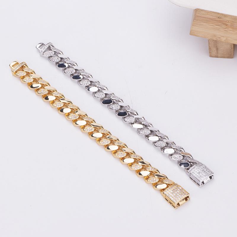 

Link Chain Tengci Luxury Fashion Classic High Quality Hip Hop Style Copper Zircon Bracelet Rap Party The Coolest Jewelry Gift L0546Link