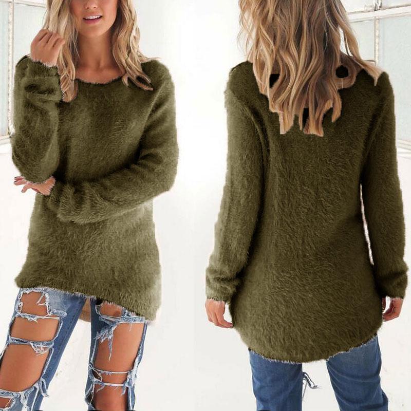 

Women's Sweaters Spring Autumn Sweater Women Loose Long Sleeve Solid Warm Pullovers Tops NFE99 Jemi22, Dark grey