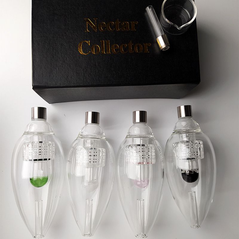 

4 Colors of Tips Water Glass Pipe Smoking Delux Kits with Quarzt Nail Wax container Silicon Nector Collector Mini NC Kits Bird Dab Straw Hand Pipes NC23