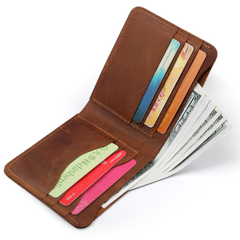 

Wallets Ruil 2022 Wallet Retro Casual 100% Authentic Genuine Oil Leather Crazy Horse Men's Short Coin Dollar PurseWallets, Black