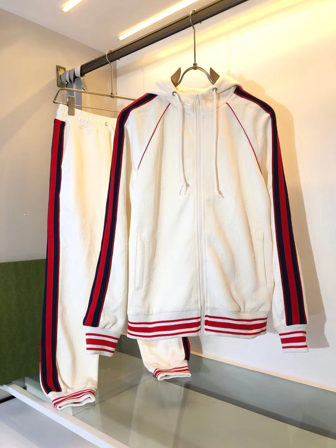 Highend brand Jacquard mens tracksuits fashion stripe stitching top designer tracksuit