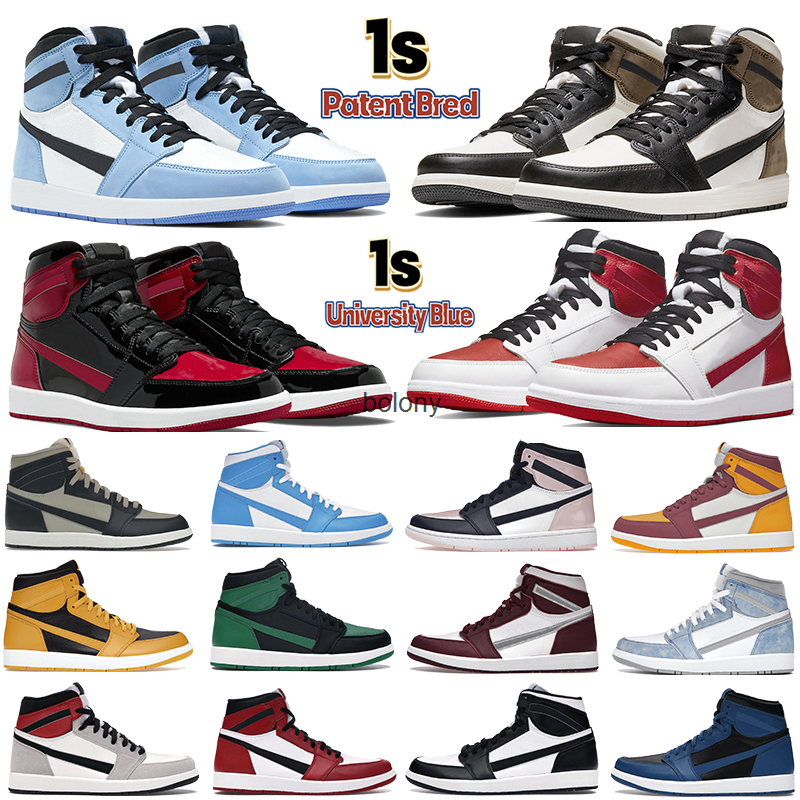 

2022 Jumpman 1S Og men women high basketball shoes sneakers dark mocha bred patent heritage hyper royal university blue twist atmosphere