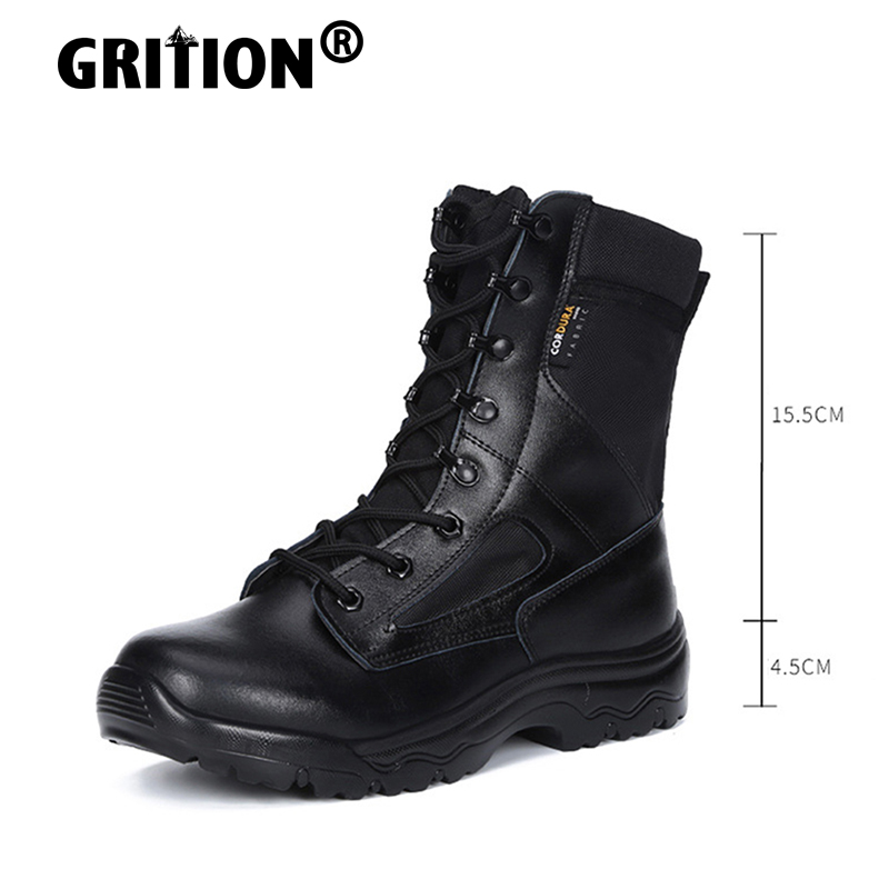 

Mens Shoes Military Boots Casual Fashion Men Sneakers Non Slip Outdoor Trekking Tactical Microfiber Leather Shoes New 46, Black