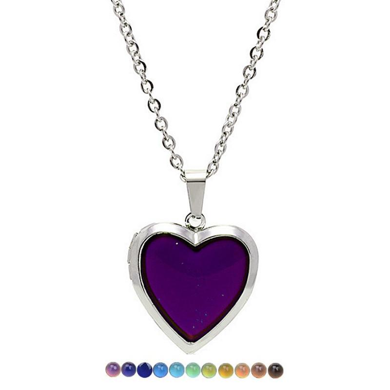 

Pendant Necklaces Colorful Changing Mood Magic Heart Shaped Friend Custom Po Frame Locket For Necklace Romantic Fashion Jewelry GiftPendant