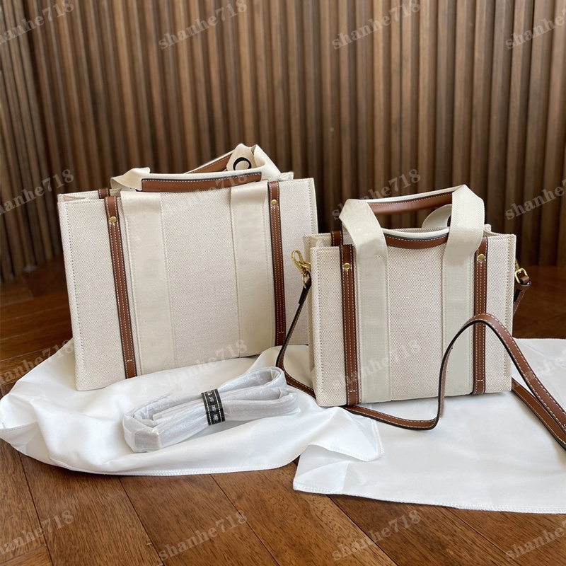 

Top Quality Woody Totes Canvas Beach Bag brown black stripe Shoulder Crossbody Bags Designer Luxury Handbags women fashion shopping Bag lady Flap purses, Add box