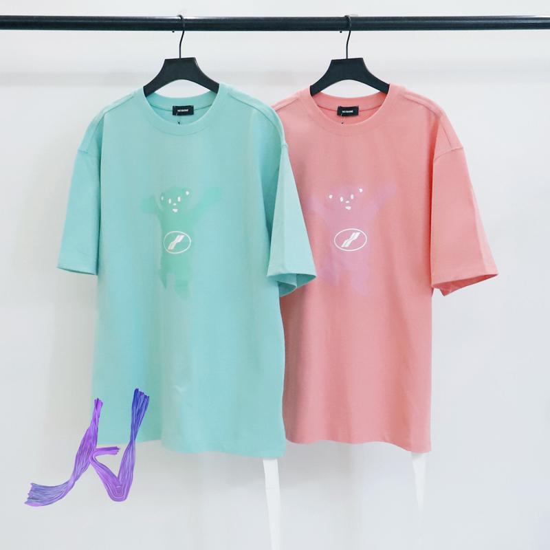 T-Shirts homme Welldone T Shrit haut coréen ours réfléchissant vert menthe We11 Done t-shirts pour hommes femmes HarajukuMen's