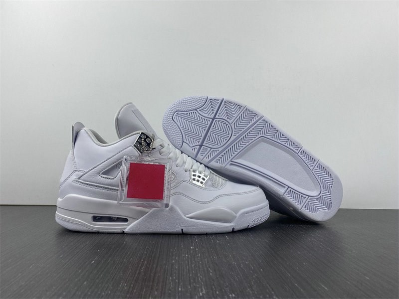 

Special Edition 4 Pure Money Basketball Designer Shoes White Metallic Silver Pure Platinum Sport Sneakers Top Quality Come With Box Size US7.5-13